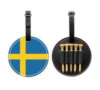 Swedish flag Black Printed golf tee storage bag - portable design, easy to organize tee, Black, One Size