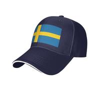 Swedish Flag Casquette Cap Hats,Sandwich Baseball Cap with Magic Buckle,Trucker,Perfect for Summer,Outdoor,Golf, Navy Blue, One Size, Navy Blue, One Size, Navy Blue, One size