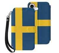 Swedish Flag Compatible with iPhone 17 Case PU Leather Flip Wallet Phone Cover Card Holder Women Men