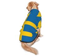 Swedish Flag Dog Hoodie for Medium Large Dogs, Warm Soft Pet Sweatshirt, Easy to Wear Jumper Clothes