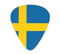 Swedish flag guitar picks in three different thicknesses, suitable for electric guitar and band players