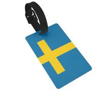 Swedish Flag Luggage tag.Personalized Full-Width Printed PVC, Business Card Size, with Detachable Wrist Strap.