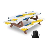 Swedish Flag Map Print Camping Essentials Waterproof Camping Table And Bench Cover With Drawstring Bag 183 Cm