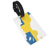 Swedish Flag Map Print Luggage Tags Quick Install Airplane Travel Essentials for Suitcases Durable PVC Bag Tag