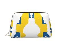 Swedish Flag Map Printed Handheld Makeup Case, Spacious Toiletry Organizer Designed for Brushes and Toiletries