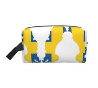 Swedish Flag Map Printed Toiletry Storage Bag, Large Capacity Organizer Pouch for Power Bank and Cables Use