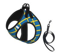 Swedish Flag Pet Leash Vest For Small Dogs Cats Reflective Adjustable Soft Outdoor Walking Hiking Training
