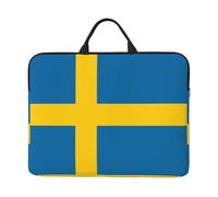 Swedish Flag Print 14in Laptop Case Sleeve Bag – Padded for Protection, Portable Handle & Smooth Zipper