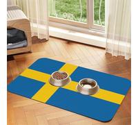 Swedish flag print Cats Pet Bowl Placemat Pet Feeding Mats for Dogs, Non-Slip PU Leather Tablecloth for Pets