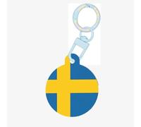 Swedish Flag Print Circular Pet Ornament Id Tags for Dog and Cat, Round Acrylic Pet Tag, Multiple Colors Sizes