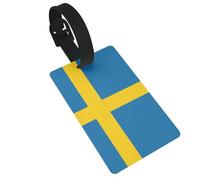 Swedish Flag Print Luggage Tags Quick Install Airplane Travel Essentials for Suitcases Durable PVC Bag Tag