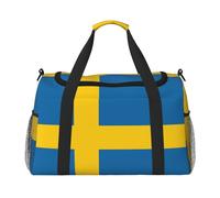 Swedish flag print Overnight Bags for Women and Men Shoulder Bag Carry On Bag for Traveling Travel Essentials, Black, One Size