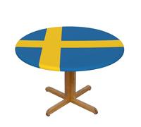 Swedish Flag Print Oxford Wipeable Tablecloth Oil-Resistant Outdoor Table Cover Reusable Birthday Table Protector