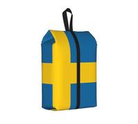 Swedish Flag Print Shoe Storage Bag, One Size Waterproof Shoe Pouch with Handle, for Gym Travel and Daily Use Organizer