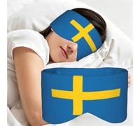 Swedish Flag Print Sleep Mask,Coverage Eye Mask,Soft Breathable Blindfold for Travel Nap Work