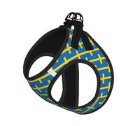 Swedish Flag Print Step in Dog Harness and Leash Set,Adjustable Reflective Harness for Small Dogs Cats