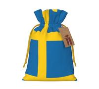 Swedish Flag Print Stylish Drawstring Pouches,Reusable Drawstring Gift Bags,Perfect For Holiday And Party