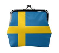 Swedish Flag Print Vintage Leather Change Purse Elegant Small Coin Purse for Women Coin Pouch Wallet Mini