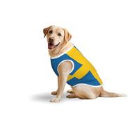 Swedish Flag Printed Dog Shirt Vest, Stretchy Pet T-Shirts Soft Cotton Sleeveless Vests Breathable Clothes For Large Dogs (3xl-5xl)