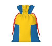 Swedish Flag Printing Christmas Drawstring Gift Bags Holiday Present Sacks For Xmas Party Celebration
