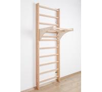 Swedish Ladder Wall Bars "Kombi-1-240" - Wooden Gymnastics Wall Gym with Pull-Up Bar for Home & Kids, Indoor Fitness Equipment Made in EU