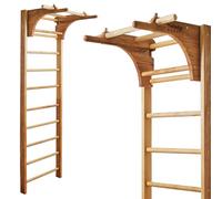 Swedish Ladder Wall Stall Bars for Kids and Adults, made of Solid Beech Wood, Withstands Loads up to 880 lbs, with Removable Pull-Up Bar, Dip Bar, Gymnastics and Exercise Indore Gym