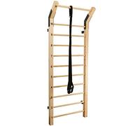 Swedish Ladder Wood Stall Bar - Physical Therapy & Gymnastics Ladder w/ 11 Strategic Rods - Ideal for Back Pain Scoliosis Exercise Equipment & Range of Motion