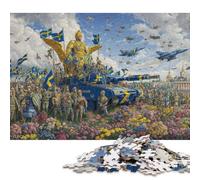 Swedish National Day 500 Piecess Wooden Jigsaw Puzzle for Adults Fun Education Game Decoration Stress Relief Toy Intellectual Game Relaxation And Intelligence 500pcs (52x38cm)