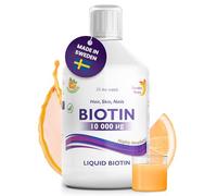 Swedish Nutra - Biotin 10,000 UG Liquid Supplement - Pack of 500 ml, 33 Day Supply | Plus Vitamin C for Healthy Hair, Skin & Nails | Vegan & Gluten Free | 100% Natural Orange Flavour