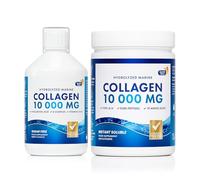 Swedish Nutra - Hydrolyzed Marine Collagen Liquid, 500ml & Powder, 300g Supplements Bundle | 20-30 Days | Pure Peptides & Vitamins for Healthy Hair, Skin, Nails & Joints I 100% Natural & Gluten Free