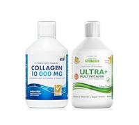 Swedish Nutra - Hydrolyzed Marine Collagen & Ultra+ Multivitamin Liquid Supplements - 2 x 500 ml | Peptide, Vitamins & Greens to Boost Skin, Hair, Nails, Joints, Energy & Immunity | Natural Flavours
