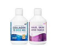 Swedish Nutra - Hydrolyzed Marine Collagen & Hair, Skin & Nails Liquid Supplements - 2 x 500 ml | Peptide, Vitamins, Collagen, Biotin, MSM, Hyaluronic Acid & CoQ10 | High Absorption & Natural Flavour