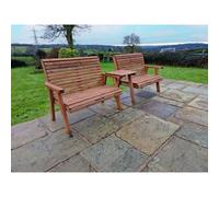 Swedish Redwood Straight Garden Tete a Tete by Croft - 4 Seats