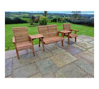 Swedish Redwood Straight Garden Tete a Tete by Croft - 4 Seats