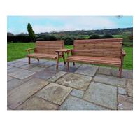 Swedish Redwood Straight Garden Tete a Tete by Croft - 6 Seats