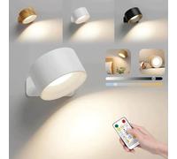 Swedish Remote-Controlled Wall Lamp Series - Rechargeable Wall Lamps with Remote functionality, Peel-and-Stick LED Wall Lights, 360° Rotating Magnetic Bedroom/Corridor Lighting (White)