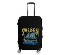 Swedish Ship Sweden Flag Boat Luggage Cover Washable Suitcase Protector Anti-Scratch Suitcase Covers Fits 18-32 Inch S
