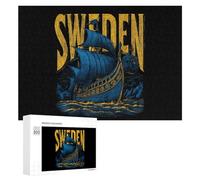 Swedish Sweden Ship Funny Wooden Puzzle Adults Difficult Jigsaw Puzzles with Storage Box for Family Game Birthday Gift