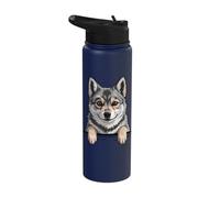 Swedish Vallhund Cute Peeking Viking Dog Stainless Steel Insulated Water Bottle