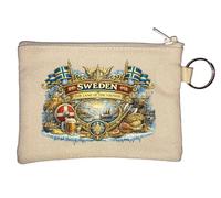 Swedish Viking Heritage and Traditions Key Chain Coin Purse Beige
