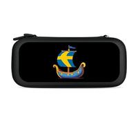 Swedish Viking Ship Sverige Sweden Flag Carry Case for Switch Carrying Cover Storage Bag Protective Accessories Travel Black-Style