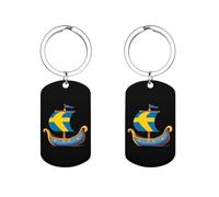 Swedish Viking Ship Sverige Sweden Flag Metal Keyring Cute Keychain Car Keyring Key Pendant Charms for Adults Couples