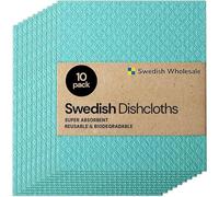 Swedish Wholesale Swedish DishCloths for Kitchen- 10 Pack Reusable Paper Towels Washable - Eco Friendly Cellulose Sponge Microfiber Dish Cloths - Kitchen Essentials - Seafoam