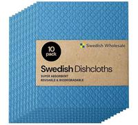 Swedish Wholesale Swedish DishCloths for Kitchen- 10 Pack Reusable Paper Towels Washable - Eco Friendly Cellulose Sponge Microfiber Dish Cloths - Kitchen Essentials - Blue