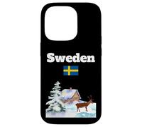 Swedish winter trip souvenir reindeer lover Sweden flag Case for iPhone 14 Pro