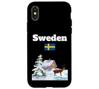 Swedish winter trip souvenir reindeer lover Sweden flag Case for iPhone X/XS