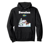 Swedish winter trip souvenir reindeer lover Sweden flag Pullover Hoodie