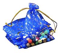 Sweeaau 100Pcs/set Drawstring Wedding Favor Bags Moon Star Organza Jewelry Gift Pouch Candy Pouch 9x7cm 3.5x2.8inch Jewelry Boxes Bulk White