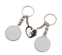 Sweeaau 2 Pieces Practical Double Sided Sublimation Keychain Blanks with Rotatable Designs for Personalize and Creative Gifts Photo Keychains