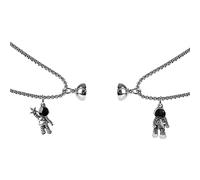 Sweeaau 2Pcs Lovers Couple Pendant Necklace Cute Astronauts Magnet Couple Mutual Attraction Matching Necklace Friendship Jewelry Chain Necklaces